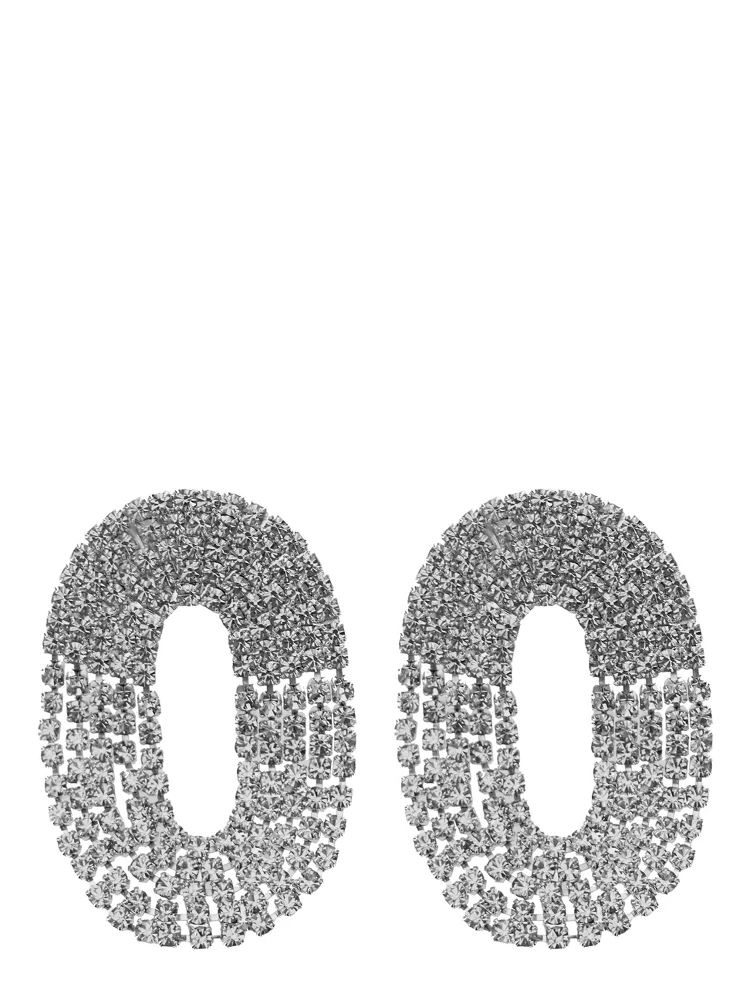 Liberty One Metallic Earings with Rear Closure and Oval Shape in Silver Pleated Brass Woman