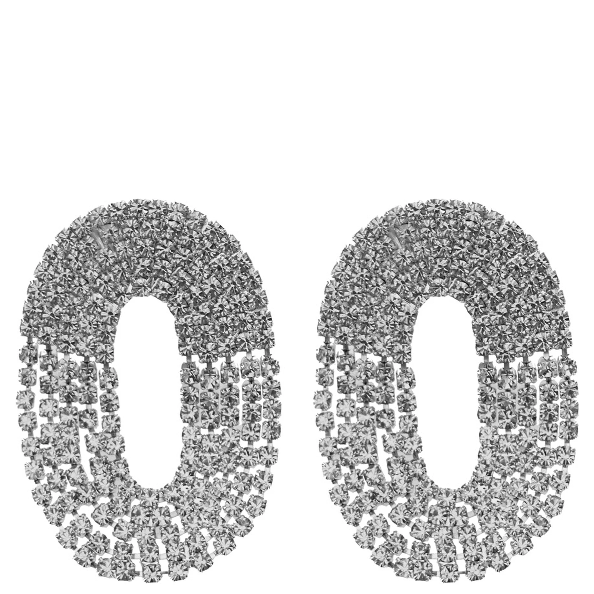 Liberty One Metallic Earings with Rear Closure and Oval Shape in Silver Pleated Brass Woman