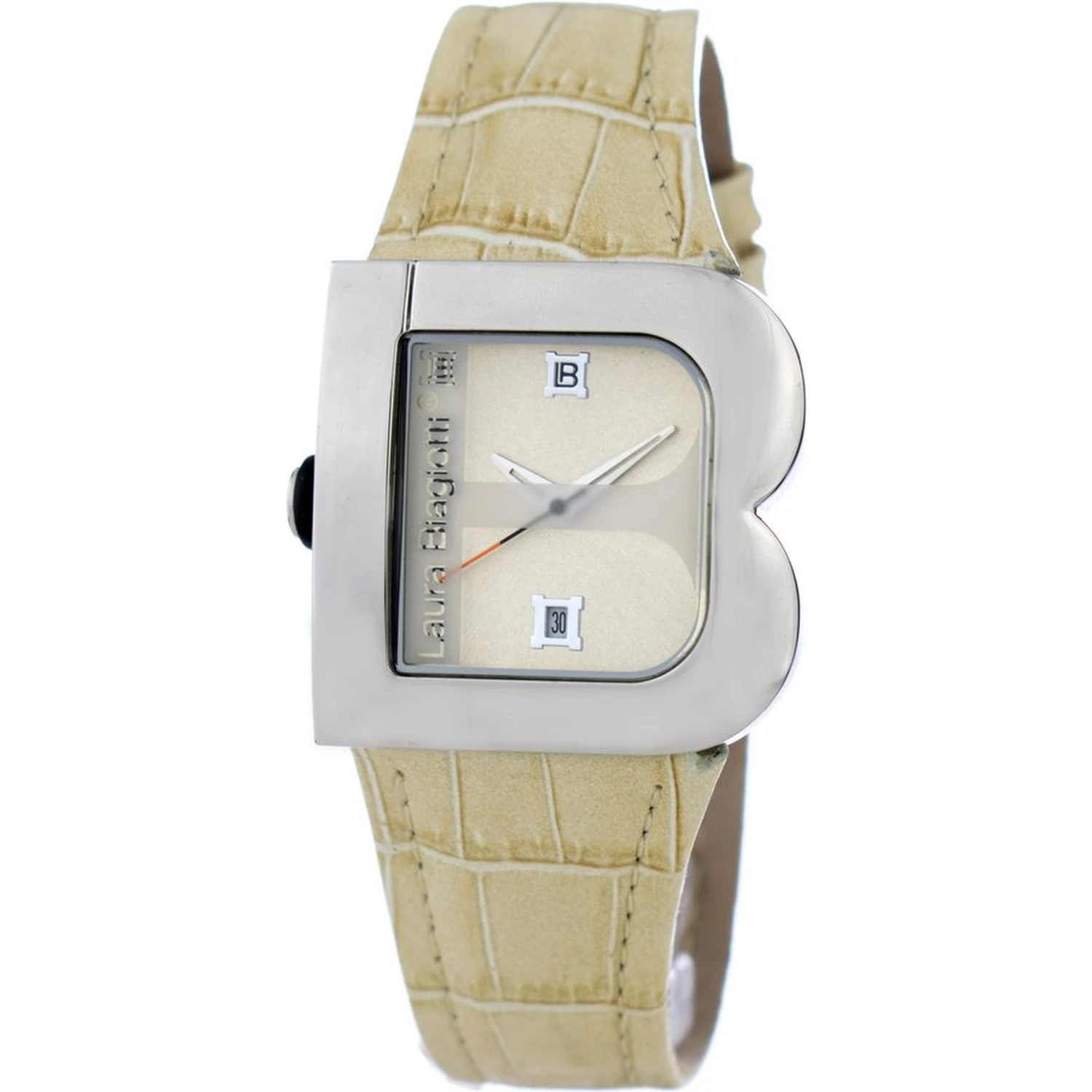 Beige Leather Dress Watch