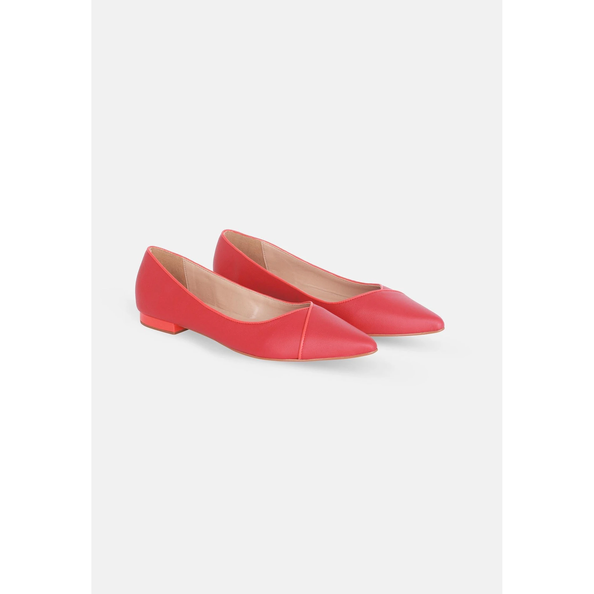 Red Leather Ballerinas – Elegant Women’S Flat Shoes With Low Heel