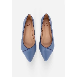 Blue Leather Ballerinas – Elegant Women’S Flat Shoes With Low Heel