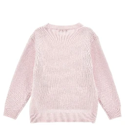 Pink Crew Neck Sweater with Splits in Wool Blend Girl