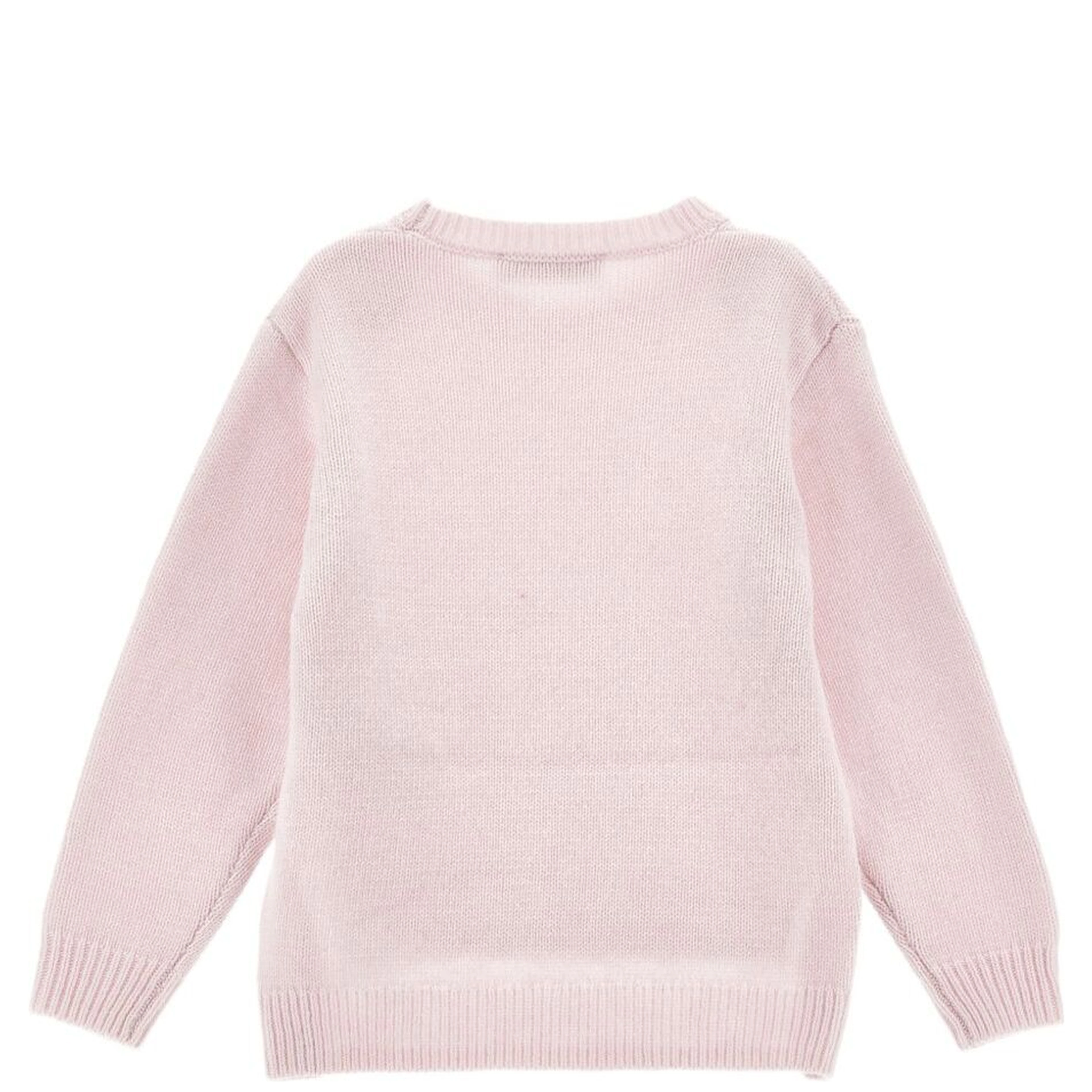 Pink Crew Neck Sweater with Splits in Wool Blend Girl