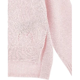 Pink Crew Neck Sweater with Splits in Wool Blend Girl