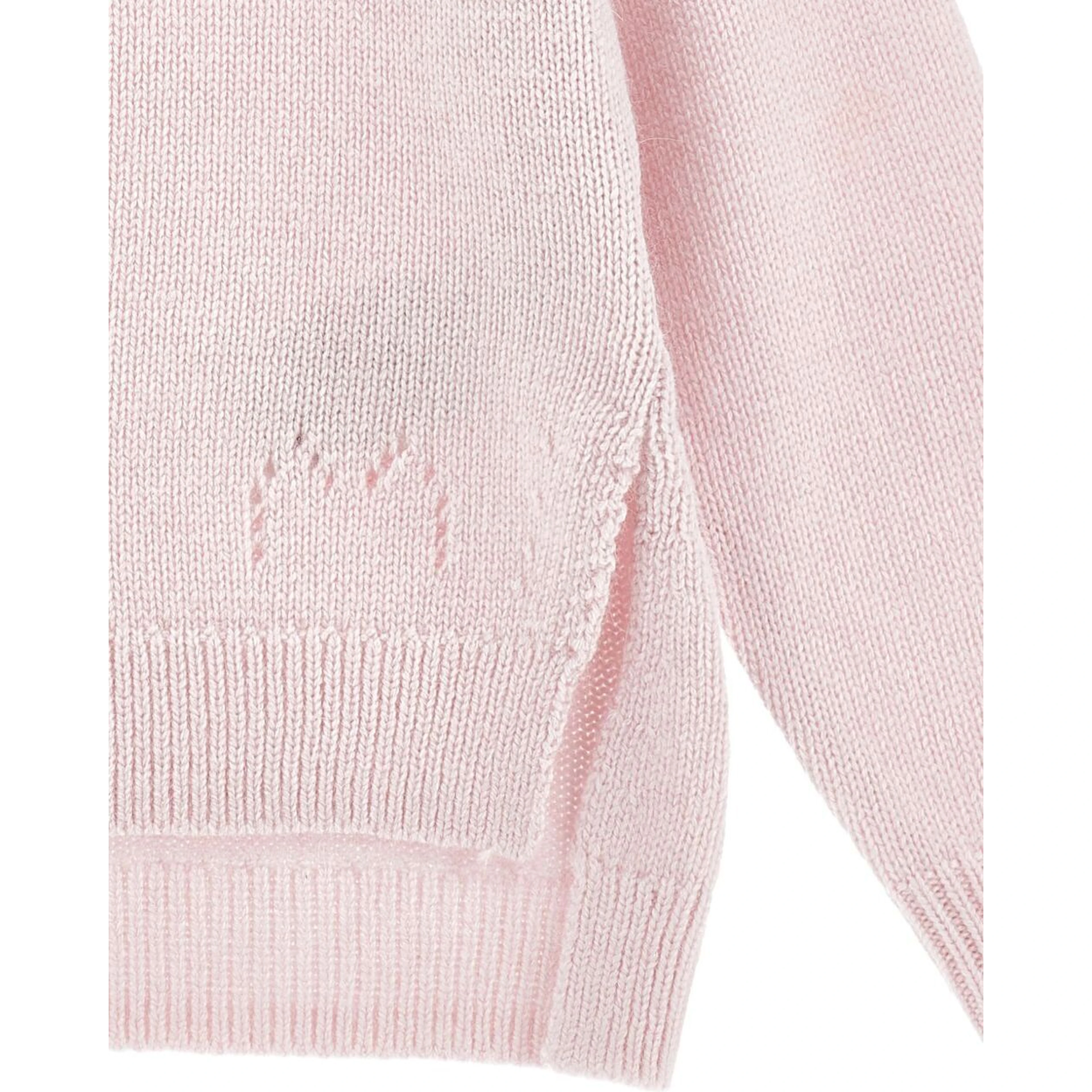 Pink Crew Neck Sweater with Splits in Wool Blend Girl