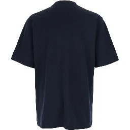 Blue Crewneck T-Shirt with Logo Embroidery on the Front in Cotton Man