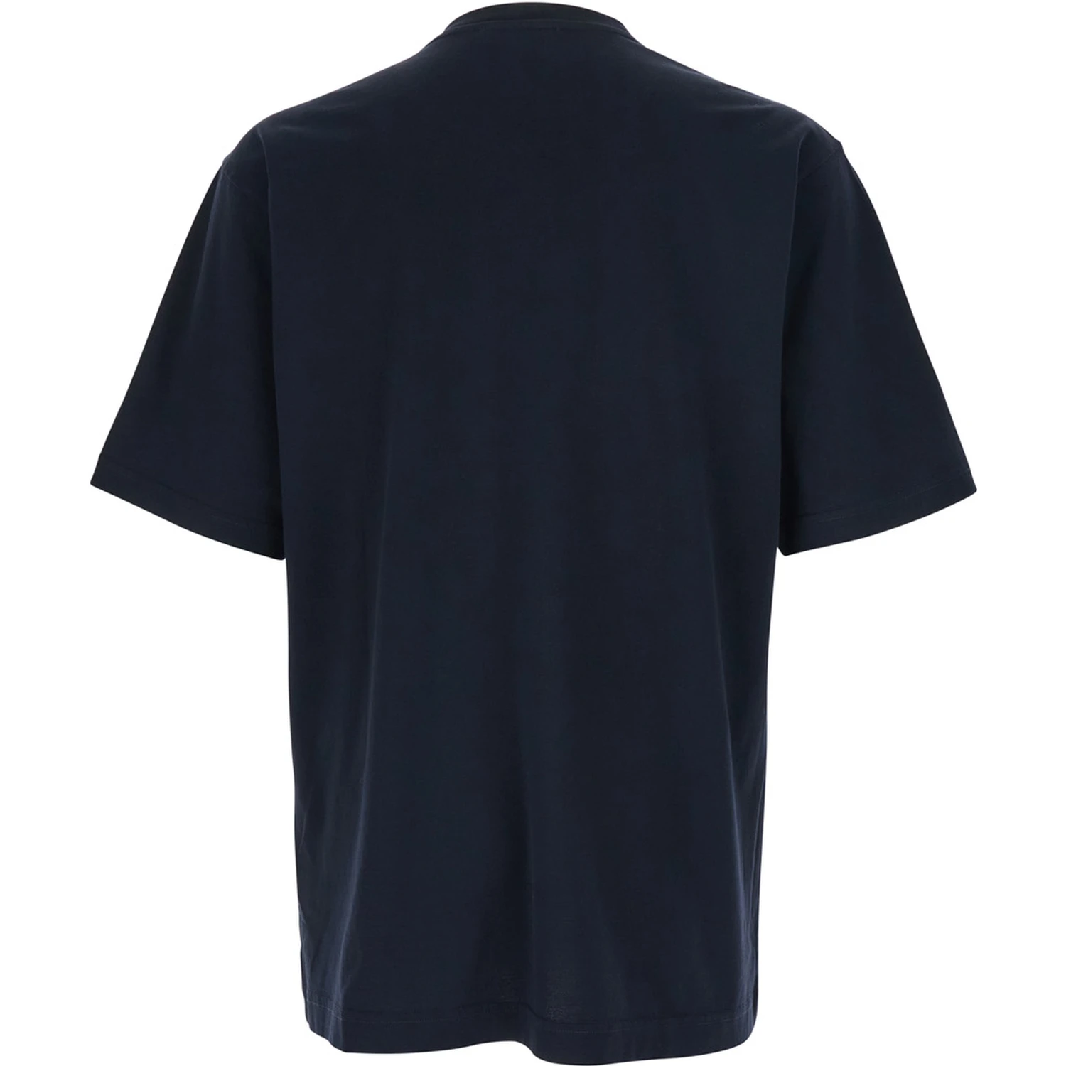 Blue Crewneck T-Shirt with Logo Embroidery on the Front in Cotton Man