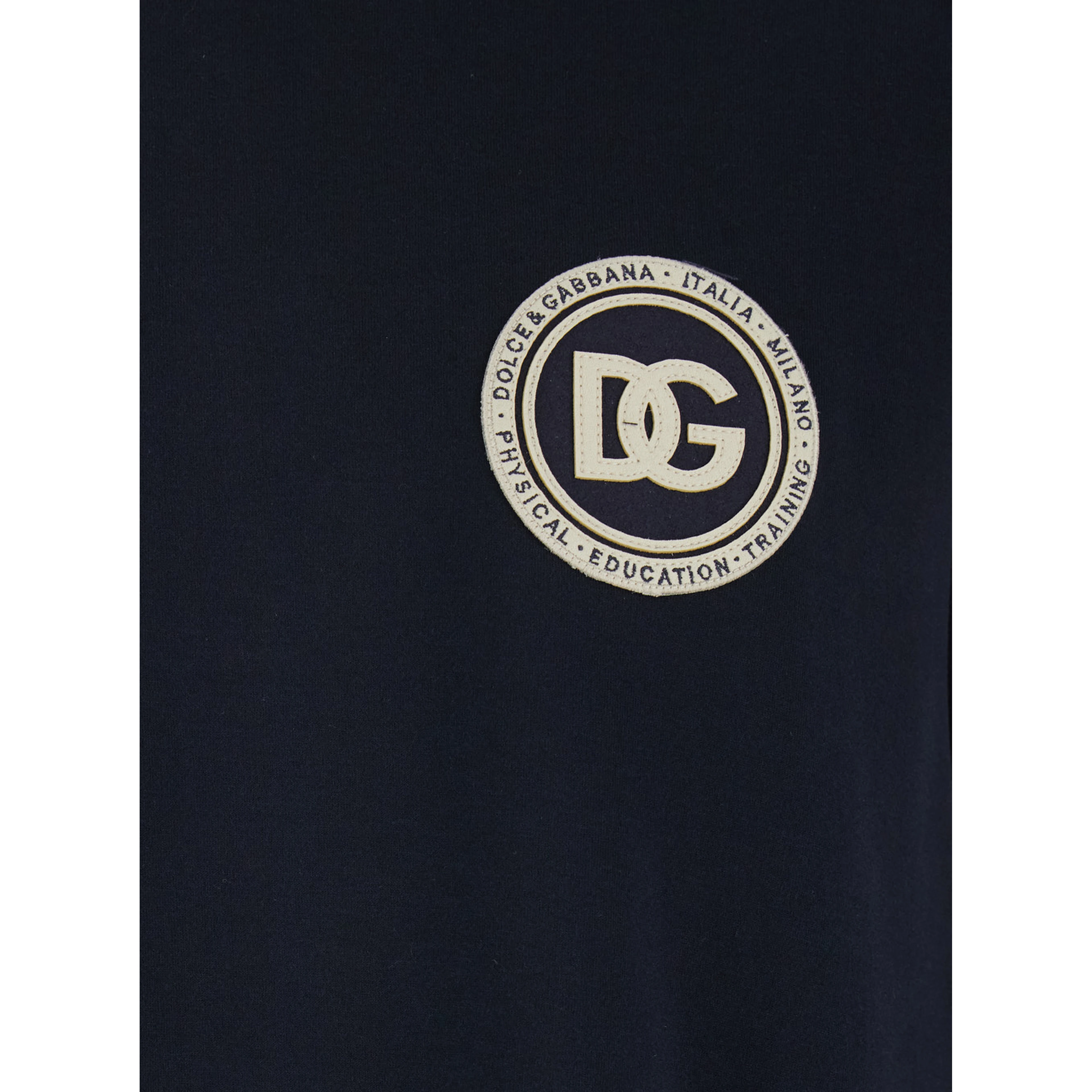 Blue Crewneck T-Shirt with Logo Embroidery on the Front in Cotton Man