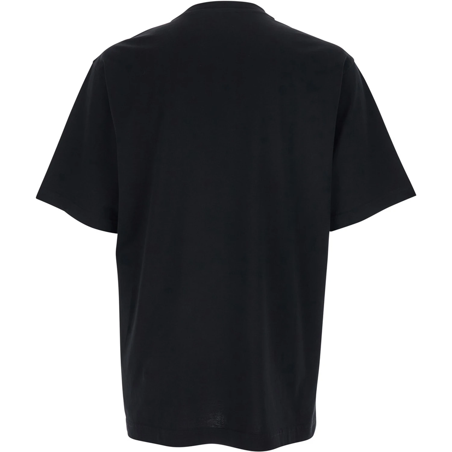 Black Crewneck T-Shirt with Logo Embroidery on the Front in Cotton Man