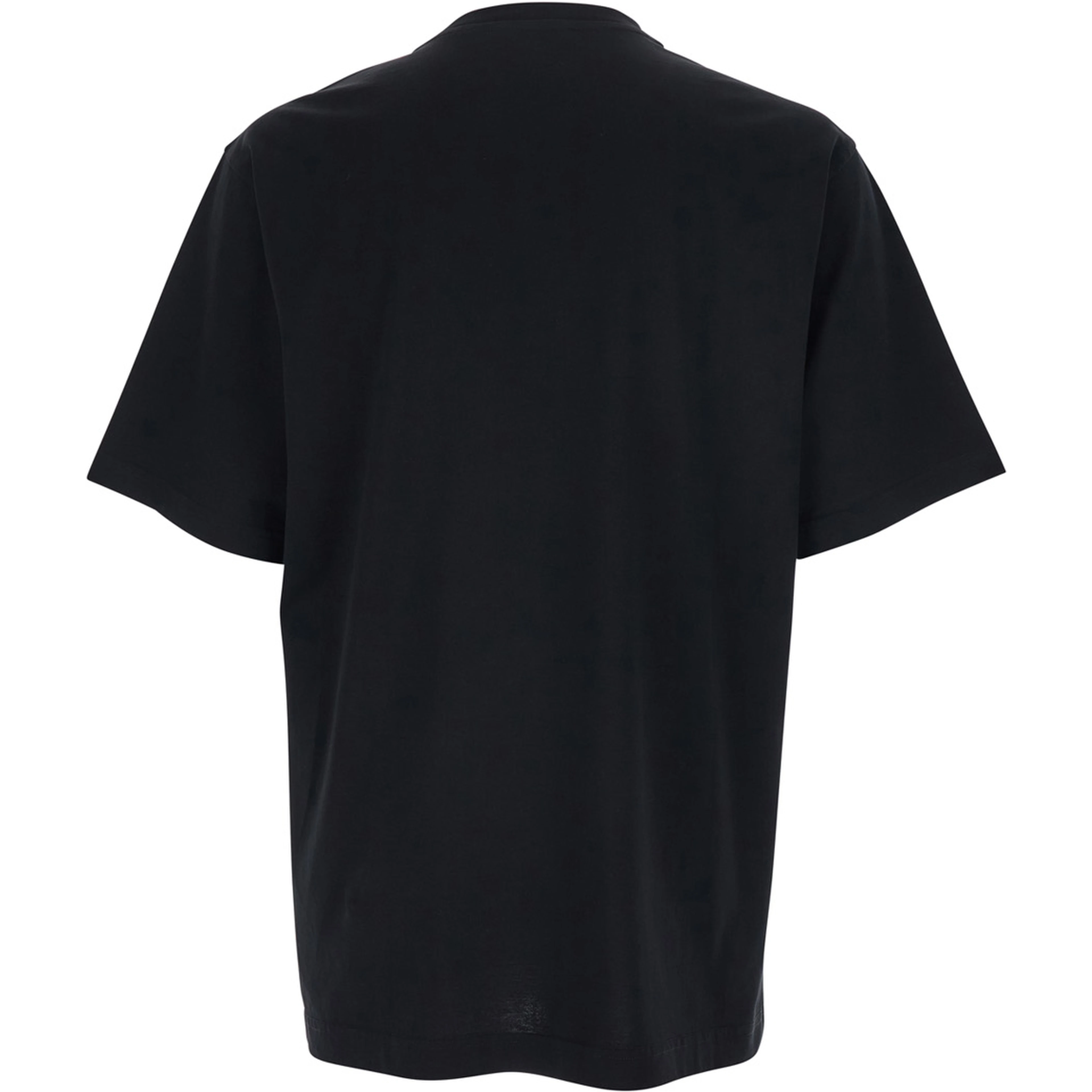 Black Crewneck T-Shirt with Logo Embroidery on the Front in Cotton Man