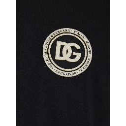 Black Crewneck T-Shirt with Logo Embroidery on the Front in Cotton Man