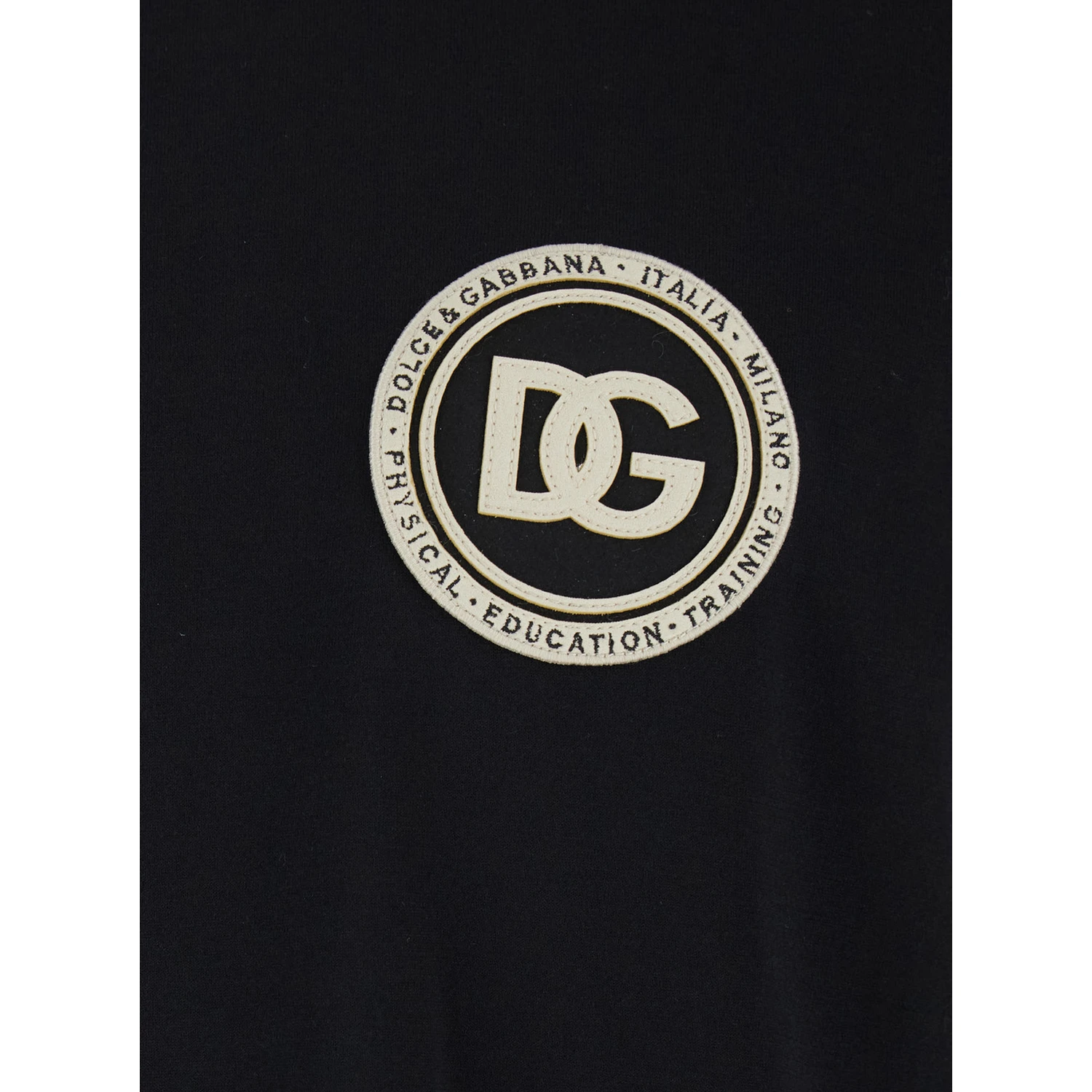 Black Crewneck T-Shirt with Logo Embroidery on the Front in Cotton Man