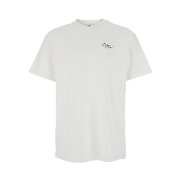 White Crew Neck T-Shirt with Logo on Front and Back in Cotton Man