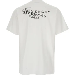 White Crew Neck T-Shirt with Logo on Front and Back in Cotton Man