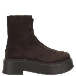 Brown Rubber Lace-Up Boots