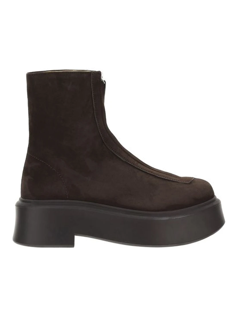 Brown Rubber Lace-Up Boots