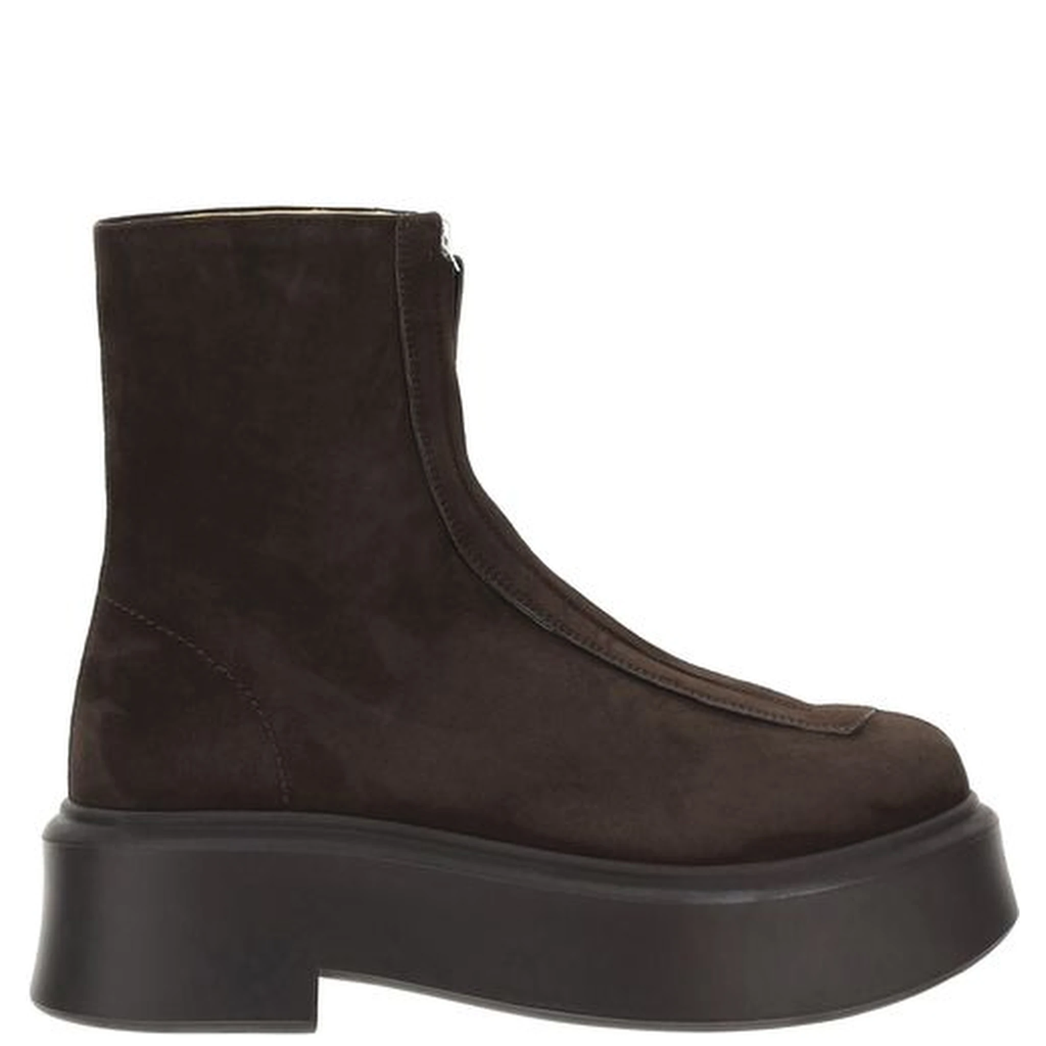 Brown Rubber Lace-Up Boots