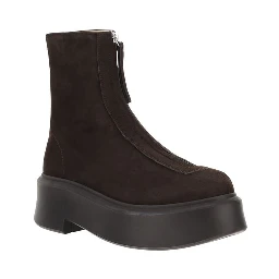 Brown Rubber Lace-Up Boots