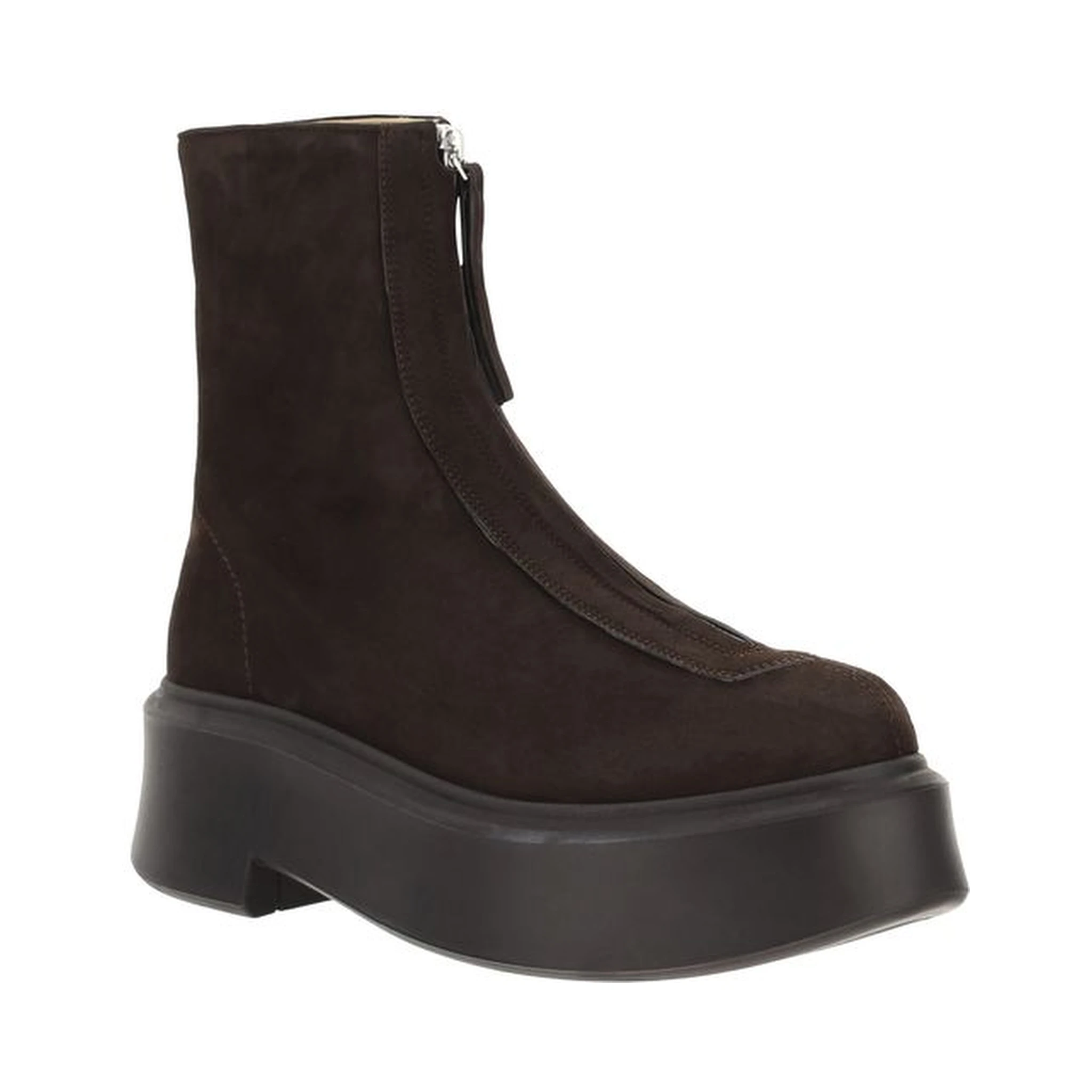 Brown Rubber Lace-Up Boots