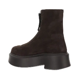 Brown Rubber Lace-Up Boots