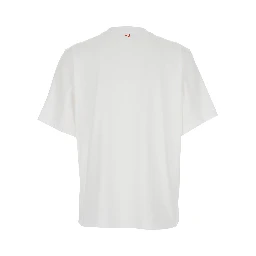 White T-shirt with Slogan Lettering on the front in Cotton Woman