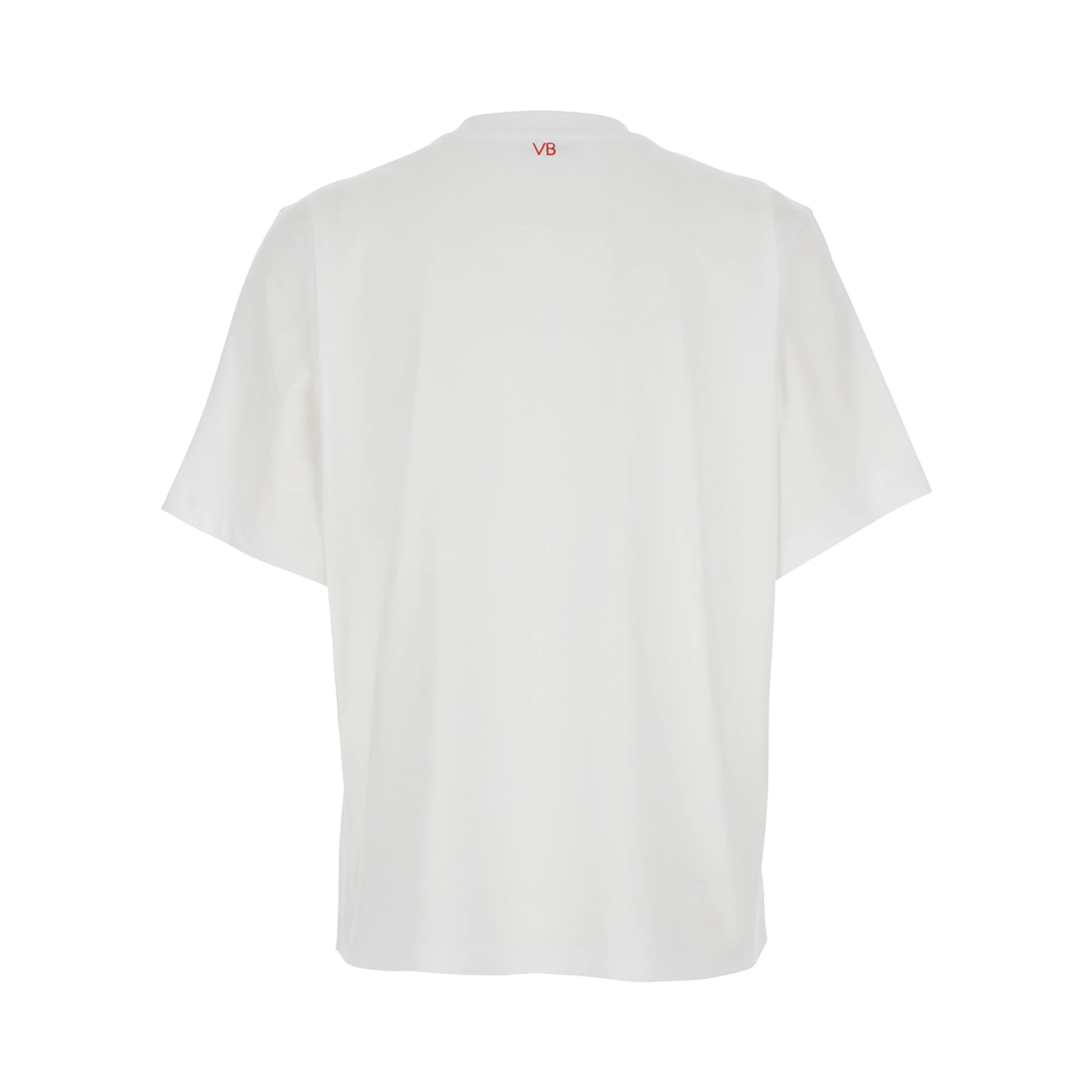 White T-shirt with Slogan Lettering on the front in Cotton Woman