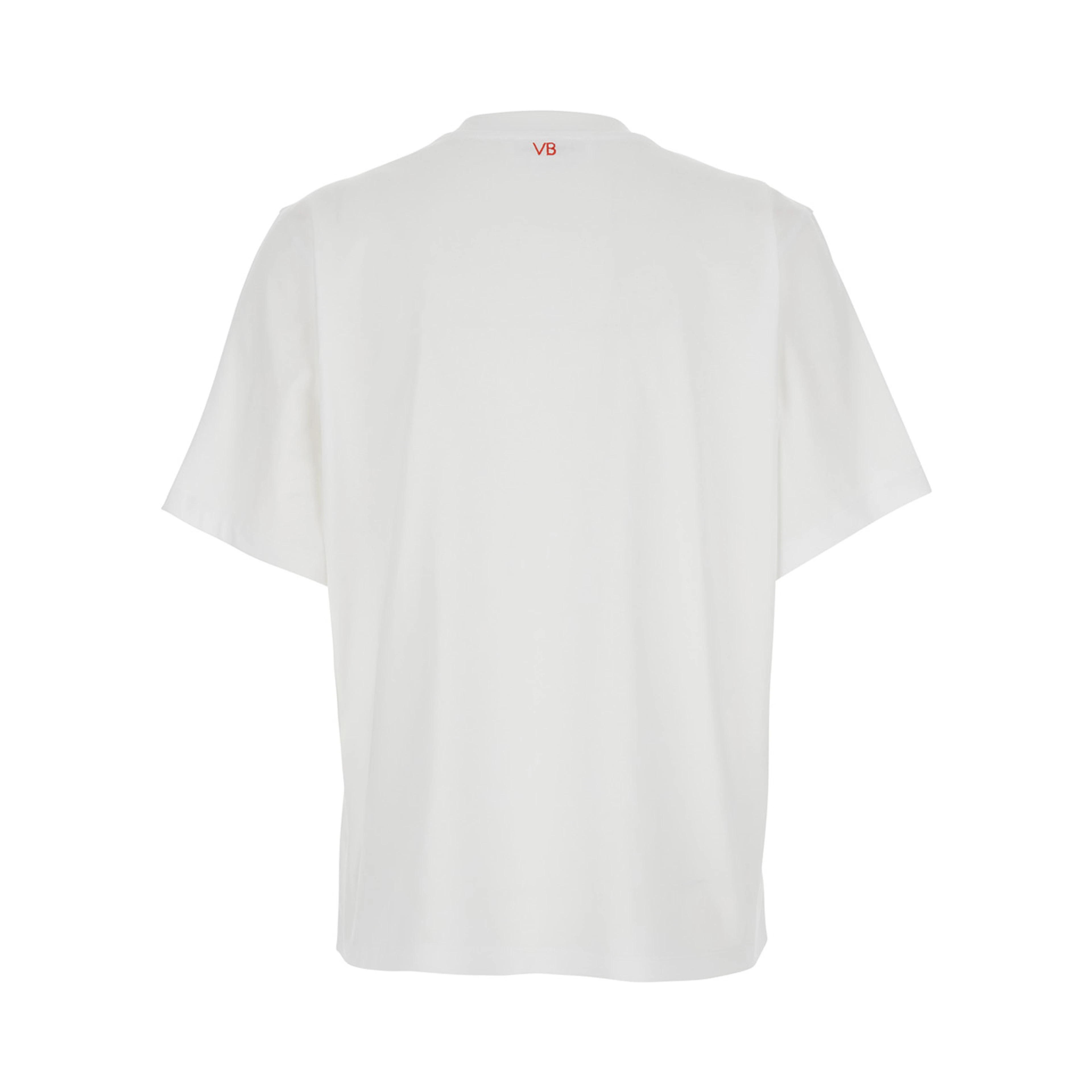White T-shirt with Slogan Lettering on the front in Cotton Woman