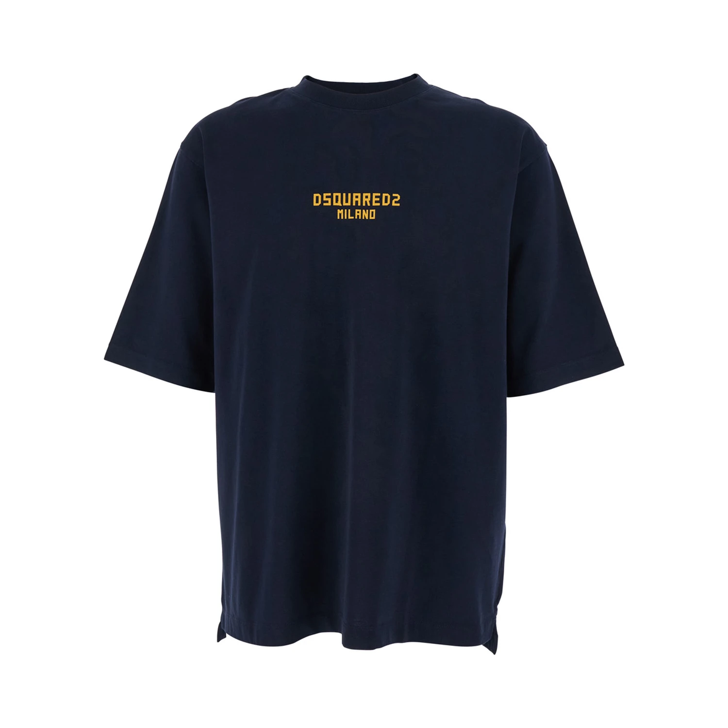 Blue T-Shirt with Logo Print on the Front in Cotton Man