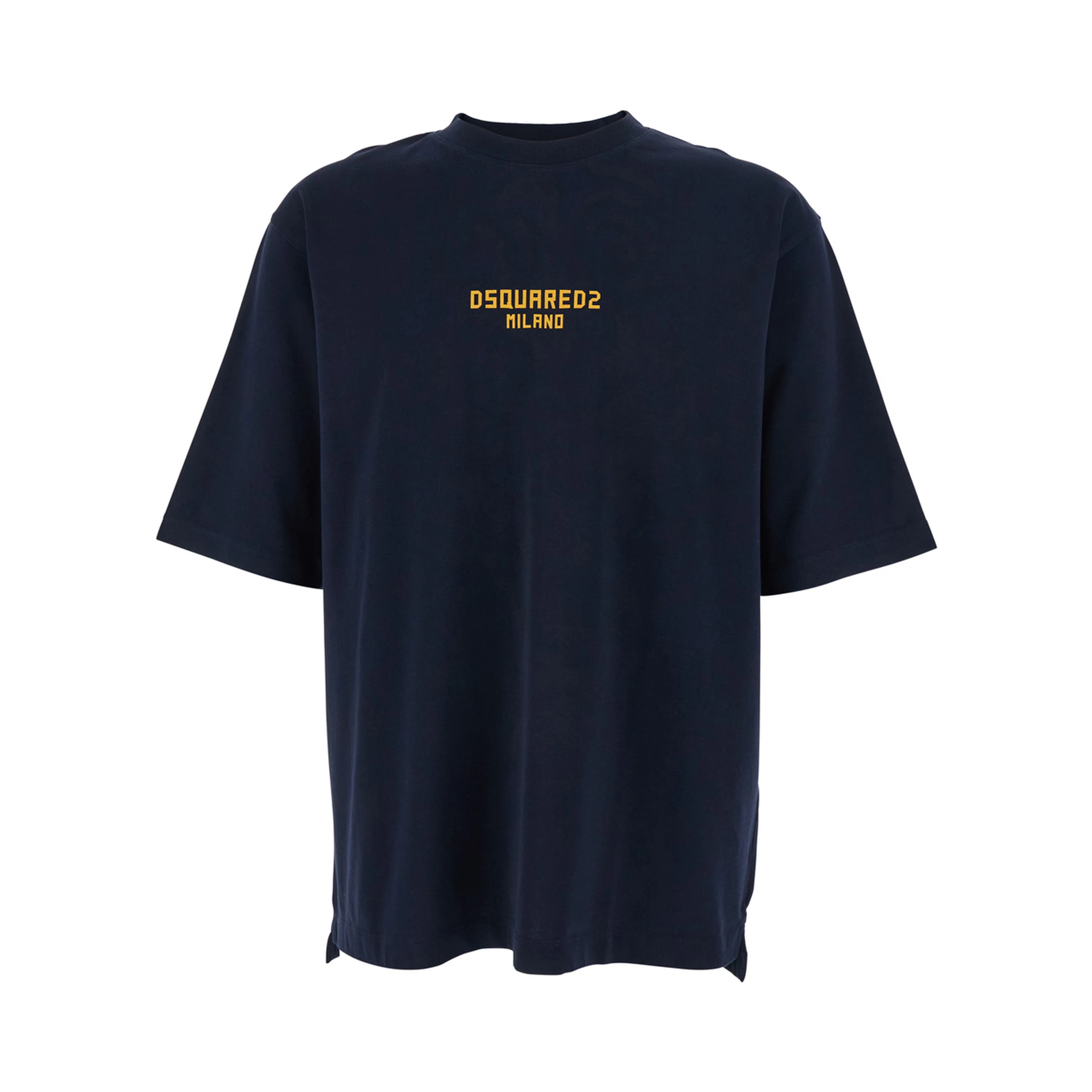 Blue T-Shirt with Logo Print on the Front in Cotton Man