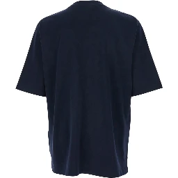 Blue T-Shirt with Logo Print on the Front in Cotton Man