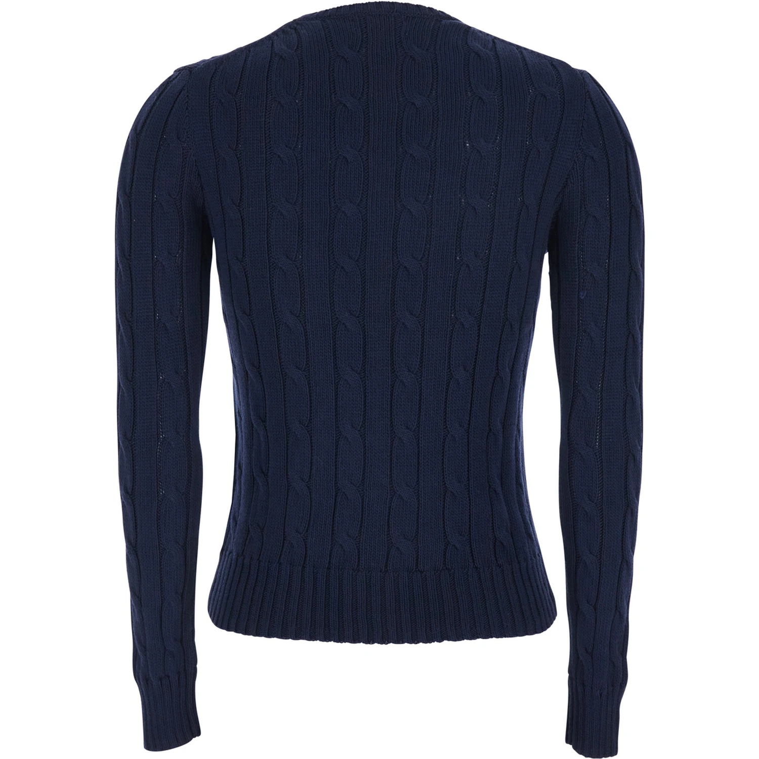 Blue Crewneck Sweater with Pony Embroidery on the Front in Cotton Woman