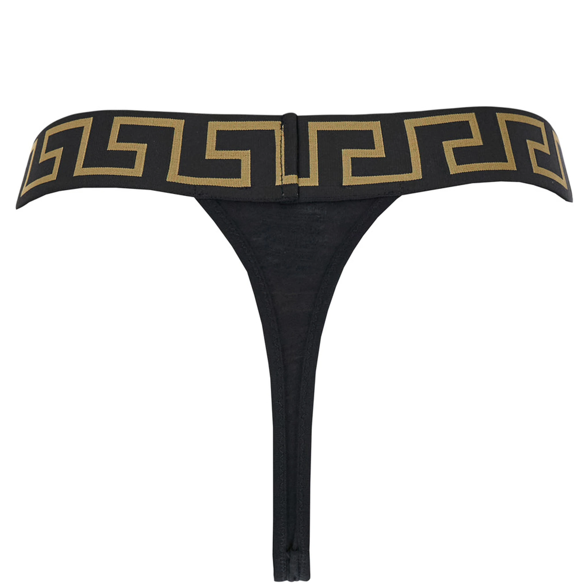 Black Underwear with Greca and Medusa Detail in Stretch Cotton Woman