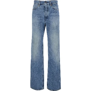 The Stack Blue Jeans with Five-Pocket Design and Washed Effect in Denim Woman