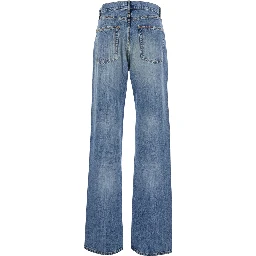 The Stack Blue Jeans with Five-Pocket Design and Washed Effect in Denim Woman