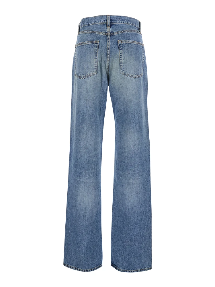 The Stack Blue Jeans with Five-Pocket Design and Washed Effect in Denim Woman alternative