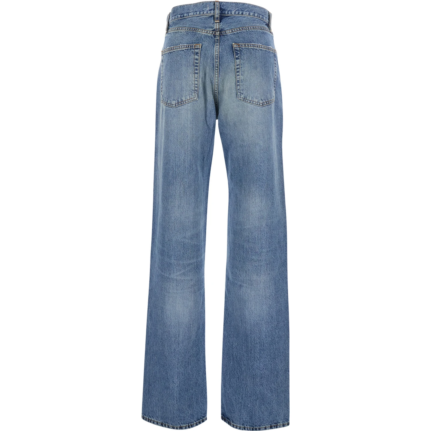 The Stack Blue Jeans with Five-Pocket Design and Washed Effect in Denim Woman