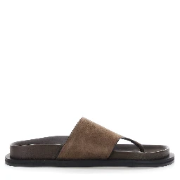 Imara Brown Sandals with Contoured Footbed and Rubber Sole in Suede Woman