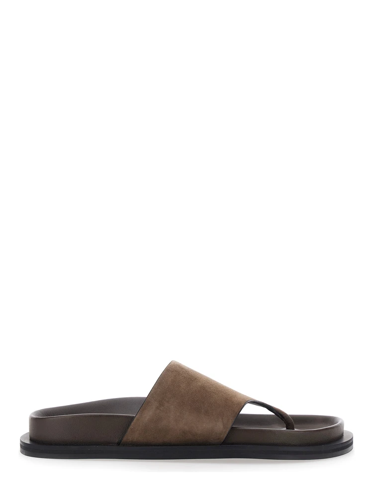 Imara Brown Sandals with Contoured Footbed and Rubber Sole in Suede Woman