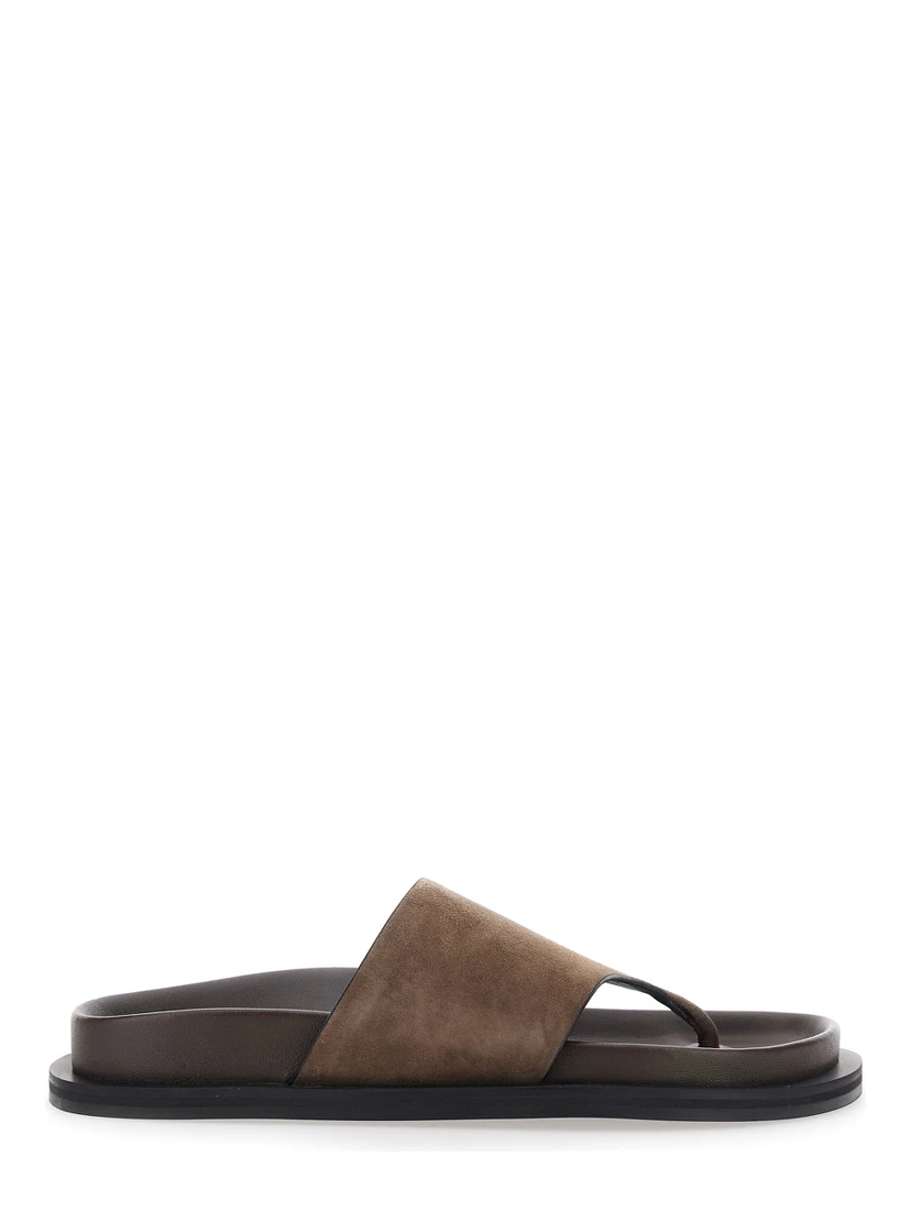 Imara Brown Sandals with Contoured Footbed and Rubber Sole in Suede Woman