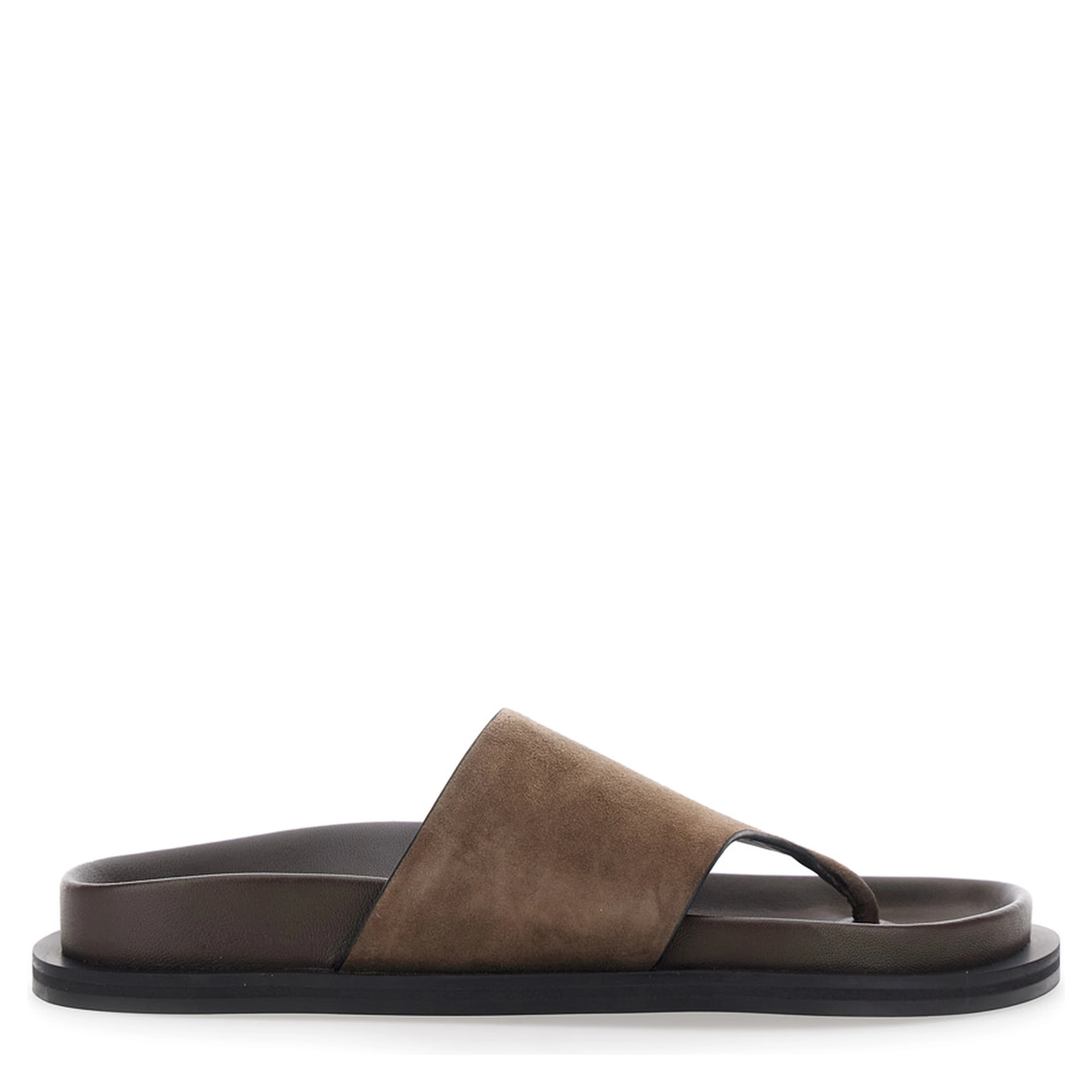 Imara Brown Sandals with Contoured Footbed and Rubber Sole in Suede Woman