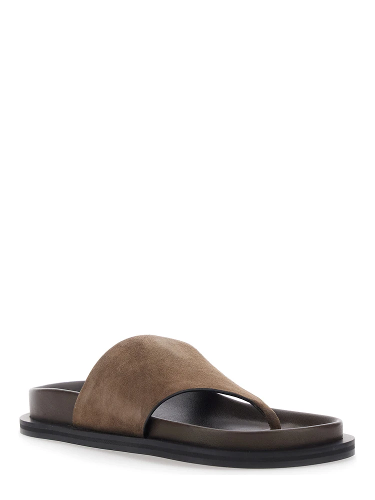 Imara Brown Sandals with Contoured Footbed and Rubber Sole in Suede Woman alternative