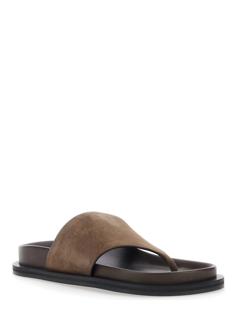 Imara Brown Sandals with Contoured Footbed and Rubber Sole in Suede Woman