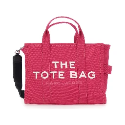 The Medium Tote Pink Tote Bag with Contrasting Logo Lettering on the Front in Cotton Woman