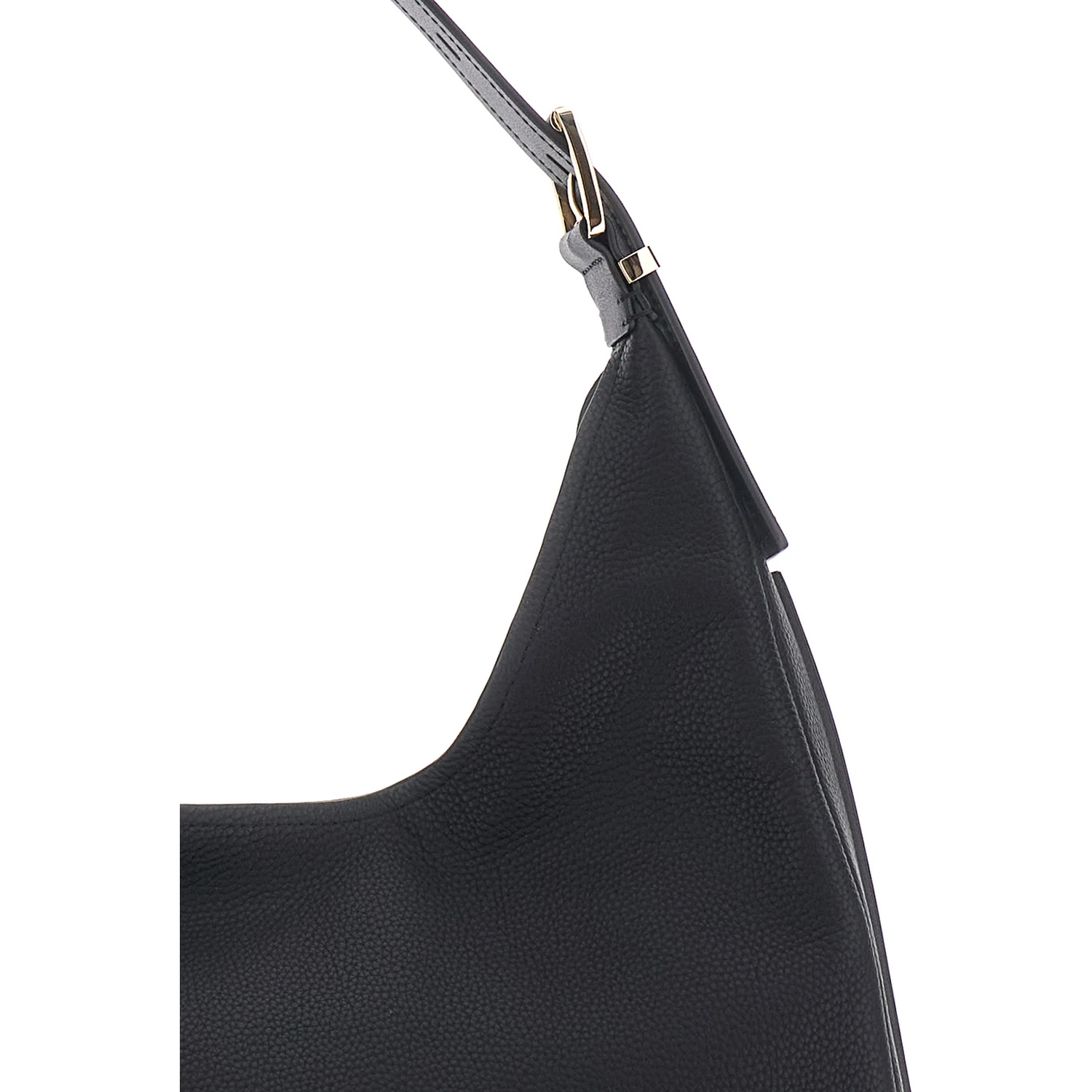 Nolita Large Black Shoulder Bag with Logo Lettering on the Front in Leather Woman