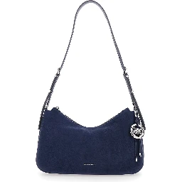 Nolita Medium Blue Shoulder Bag with Logo Charm and Adjustable Shoulder Strap in Leather Woman