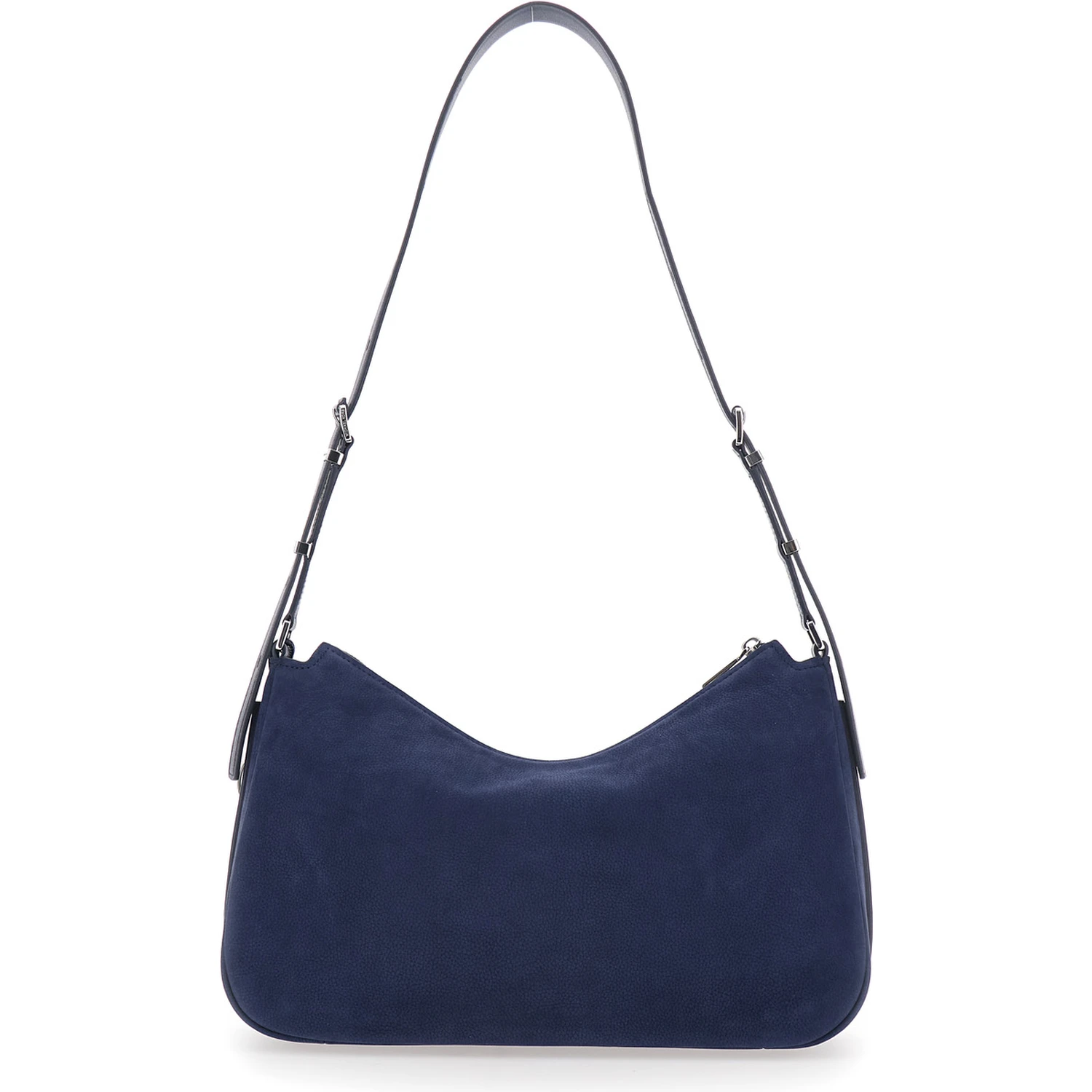 Nolita Medium Blue Shoulder Bag with Logo Charm and Adjustable Shoulder Strap in Leather Woman