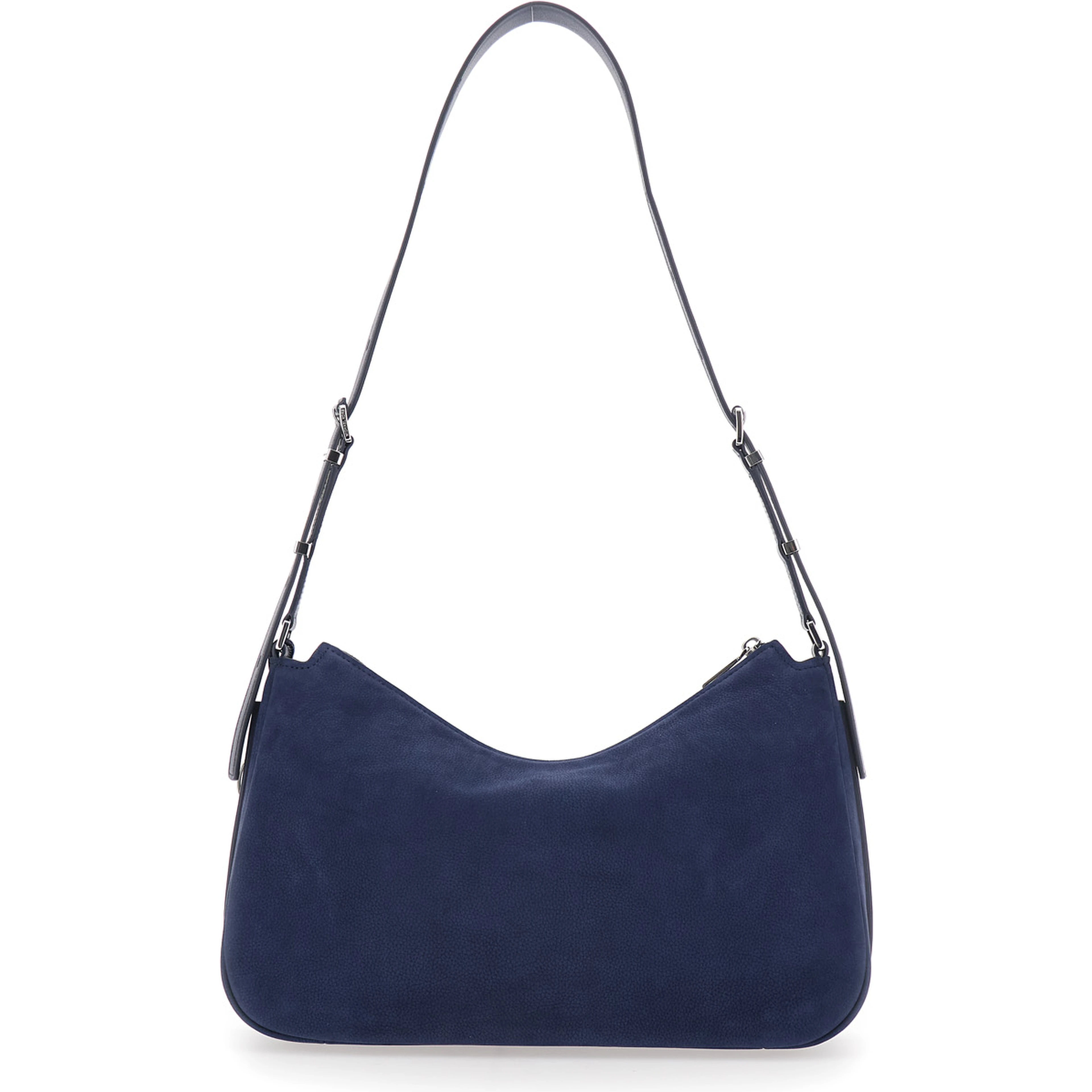 Nolita Medium Blue Shoulder Bag with Logo Charm and Adjustable Shoulder Strap in Leather Woman