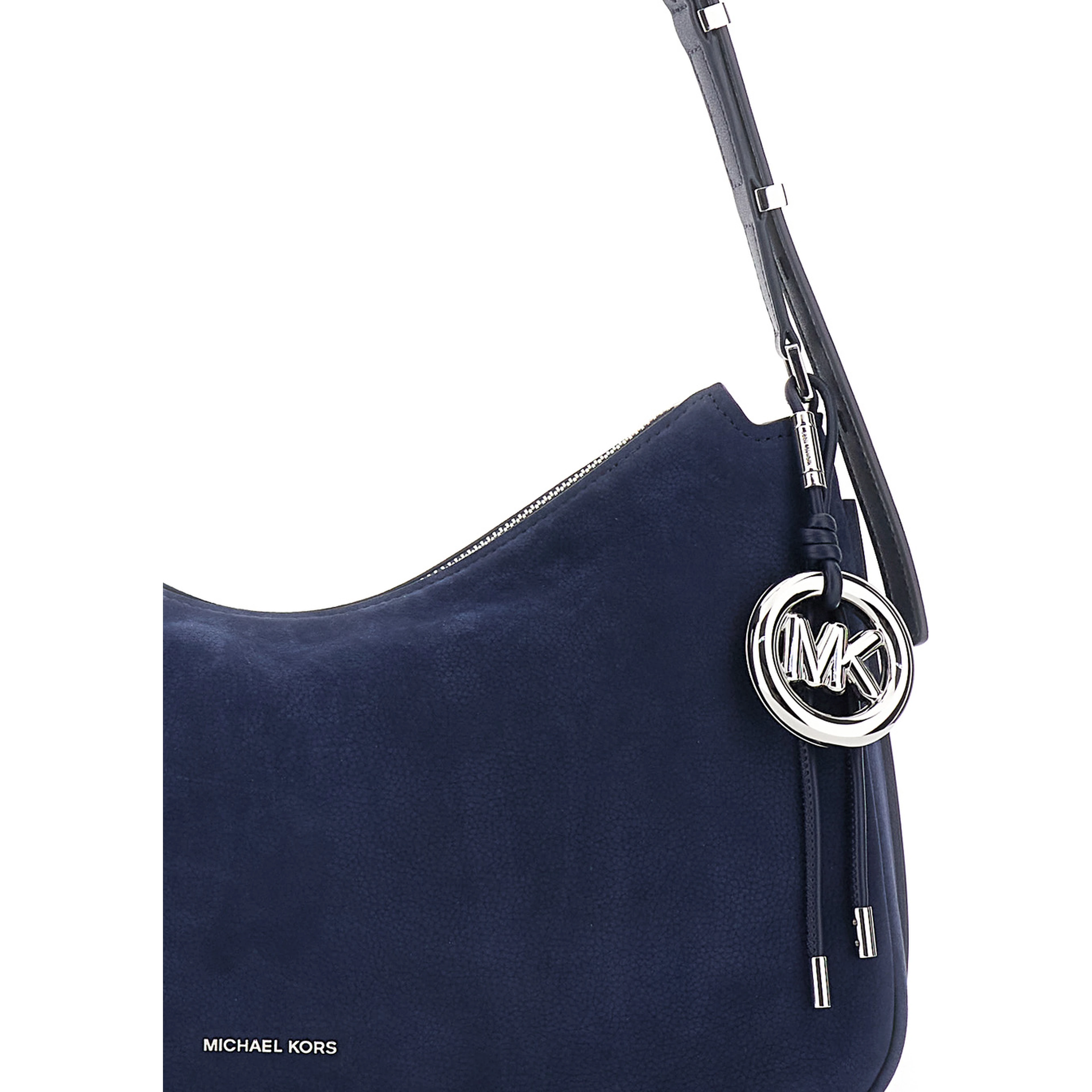 Nolita Medium Blue Shoulder Bag with Logo Charm and Adjustable Shoulder Strap in Leather Woman
