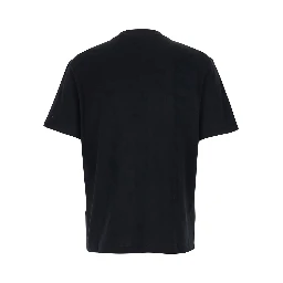 Black Crewneck T-Shirt with Logo Lettering on the Front in Cotton Man