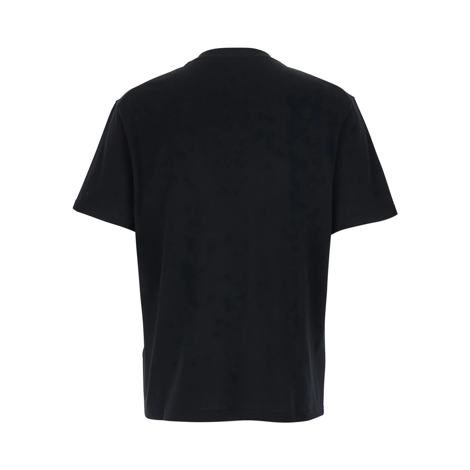 Black Crewneck T-Shirt with Logo Lettering on the Front in Cotton Man